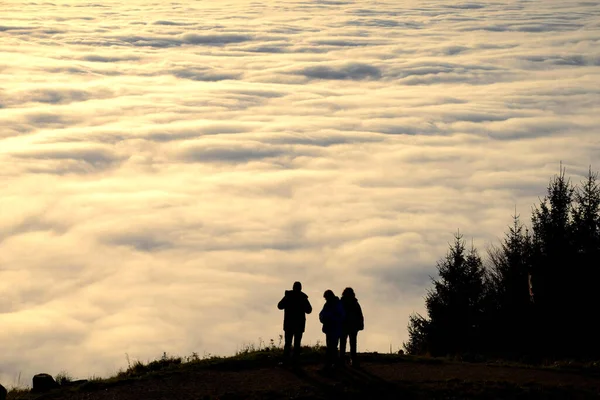 Mer Brouillard Sur Gruenberg Près Gmunden Autriche Europe — Photo