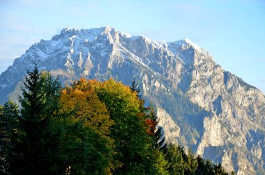 Sonbaharda Salzkammergut 'taki Traunstein (Yukarı Avusturya, Avusturya))
