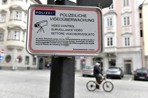 Señal Vigilancia Video Policial Plaza Ciudad Steyr Austria Europa — Foto de Stock