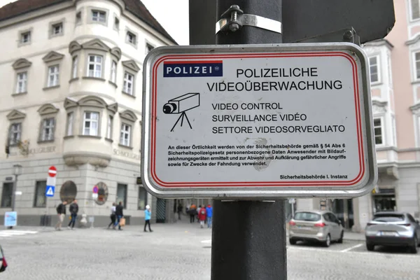 Señal Vigilancia Video Policial Plaza Ciudad Steyr Austria Europa — Foto de Stock