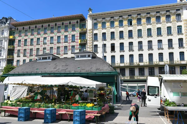 Beroemde Art Nouveau Huizen Van Otto Wagner Linke Wienzeile Wenen — Stockfoto