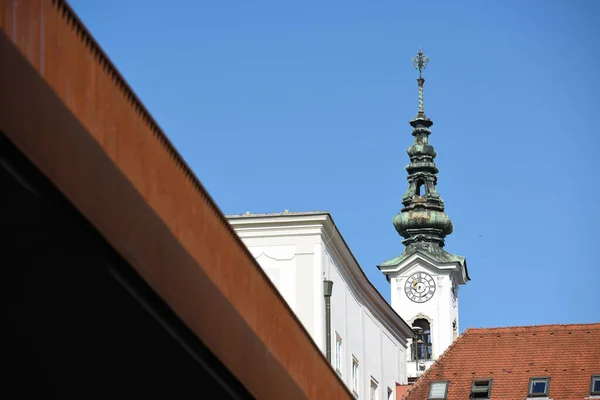 Silhouette Ville Steyr Avec Mairie Haute Autriche Autriche Europe — Photo