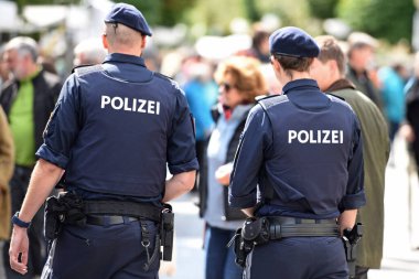 Gmunden, Salzkammergut, Yukarı Avusturya, Avrupa 'da düzenlenen etkinlikte polis memurları