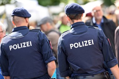 Gmunden, Salzkammergut, Yukarı Avusturya, Avrupa 'da düzenlenen etkinlikte polis memurları
