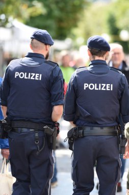 Gmunden, Salzkammergut, Yukarı Avusturya, Avrupa 'da düzenlenen etkinlikte polis memurları