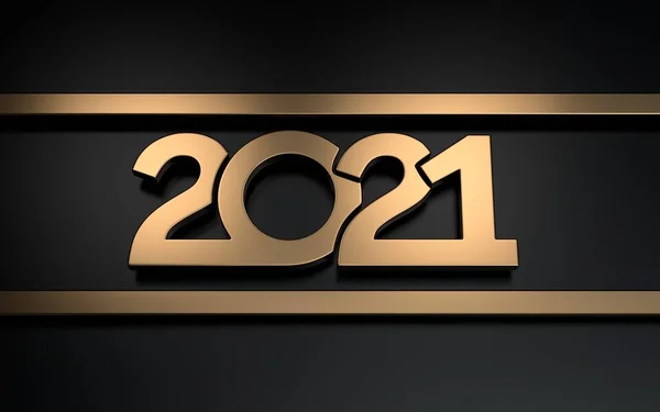 Celebración del nuevo año 2021. Números de cobre mate. Renderizado 3D — Foto de Stock