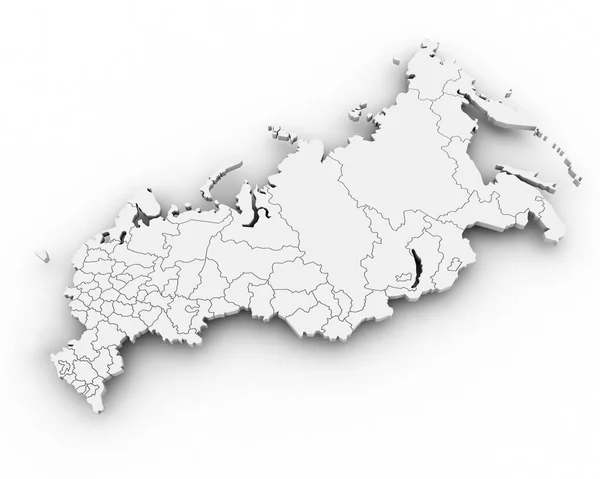 Карта России Белом Фоне Перспективный Вид Тенью Поверхности — стоковое фото