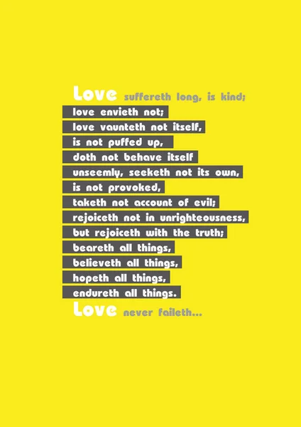Aşk Hakkında Bir Mesaj Sarı Arka Planda Ncil Bilgeliği Posteri — Stok Vektör