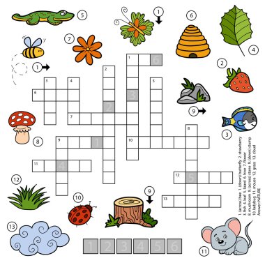 Vektör renk bulmaca doğası hakkında çocuklar için