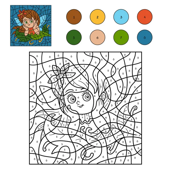 Колір за номером для дітей (маленька фея ) — стоковий вектор