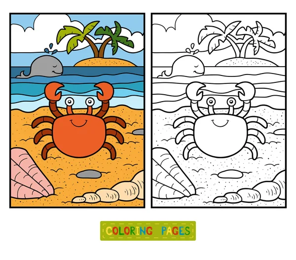 Livre à colorier pour enfants (crabe et fond) ) — Image vectorielle