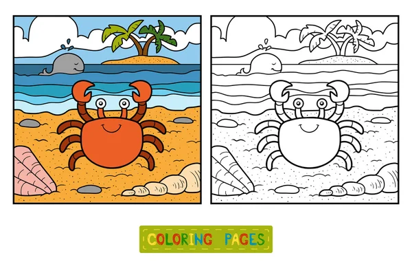 Libro para colorear (cangrejo y fondo ) — Archivo Imágenes Vectoriales