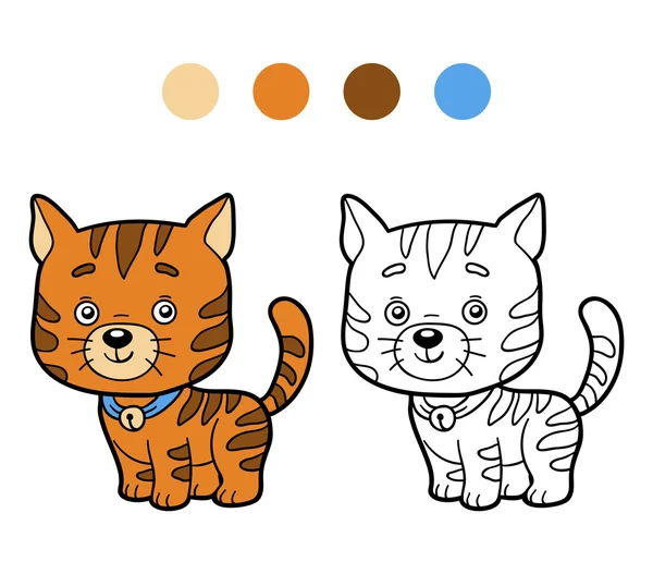 Книга раскраски, страница раскраски (кошка) ) — стоковый вектор