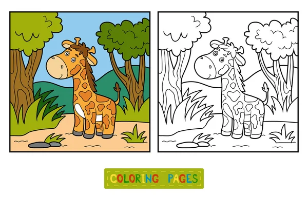 Libro para colorear (jirafa y fondo ) — Archivo Imágenes Vectoriales