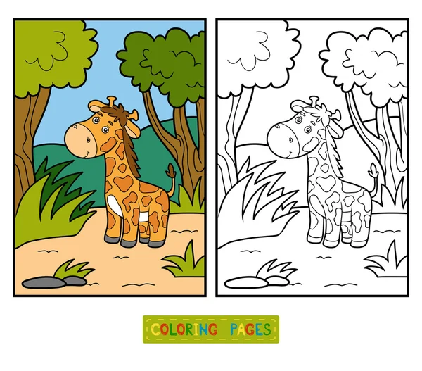 Livro para colorir para crianças (girafa e fundo ) — Vetor de Stock