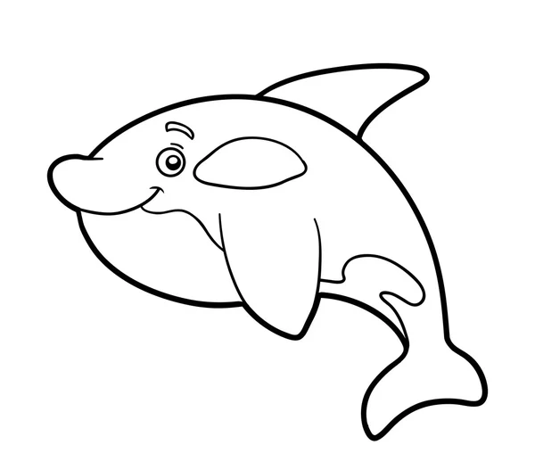 Coloring book, coloring page (killer whale) — Stock Vector