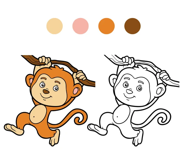 Kolorowanka, kolorowanki (małpa) — Wektor stockowy