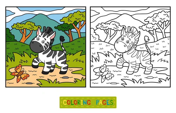 Kleurboek (Zebra en achtergrond) — Stockvector
