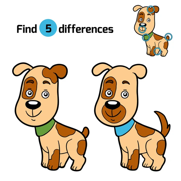 Find differences, game for children (dog) — Stock Vector