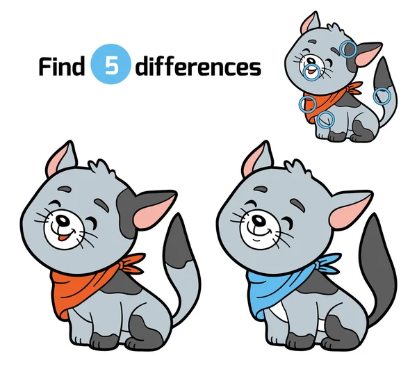 Найти различия для детей (серый кот) ) — стоковый вектор