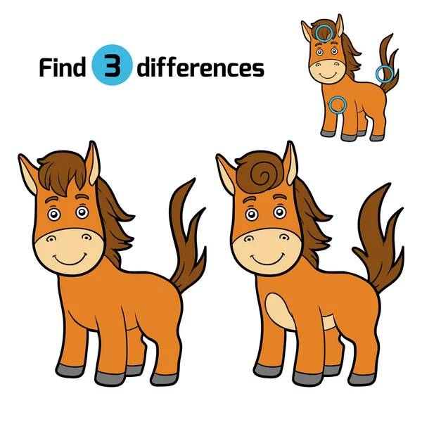 Trouver des différences, jeu pour les enfants (cheval ) — Image vectorielle