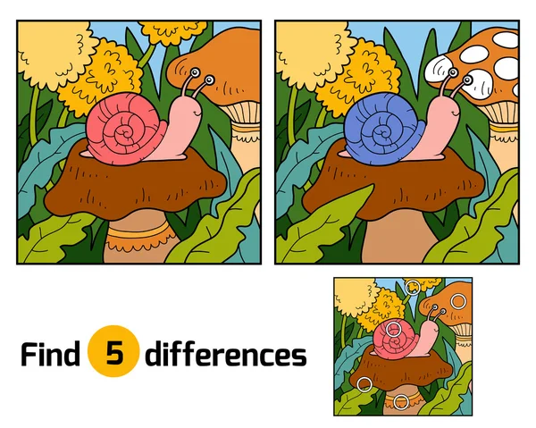 Encontrar diferencias (caracol y fondo ) — Archivo Imágenes Vectoriales