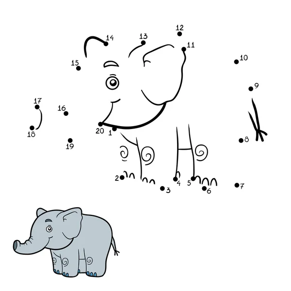 Chiffres jeu, point à point (éléphant ) — Image vectorielle