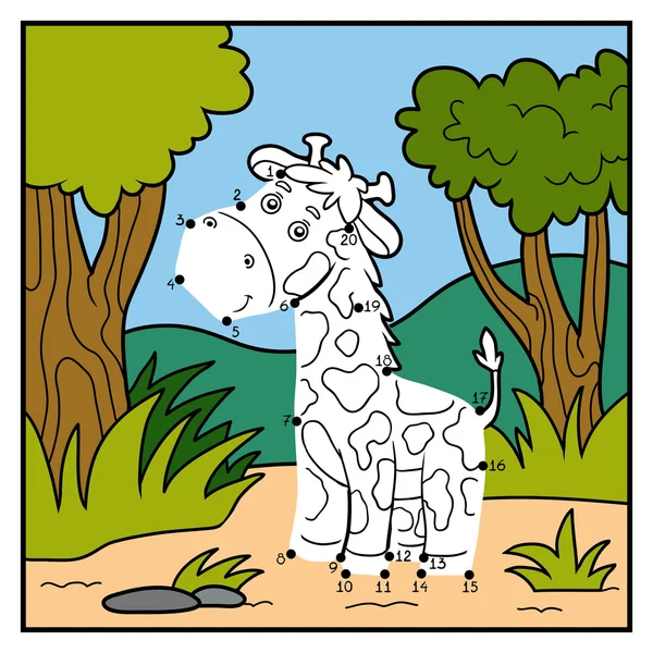 数字游戏，点到点 （长颈鹿和背景) — 图库矢量图片