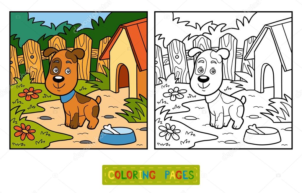 Coloring book (dog and background)