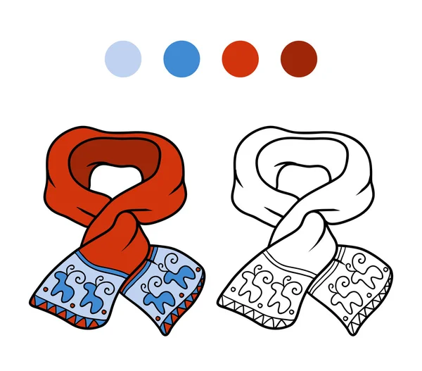 Livro de colorir, cachecol de inverno tricotado com ornamento — Vetor de Stock