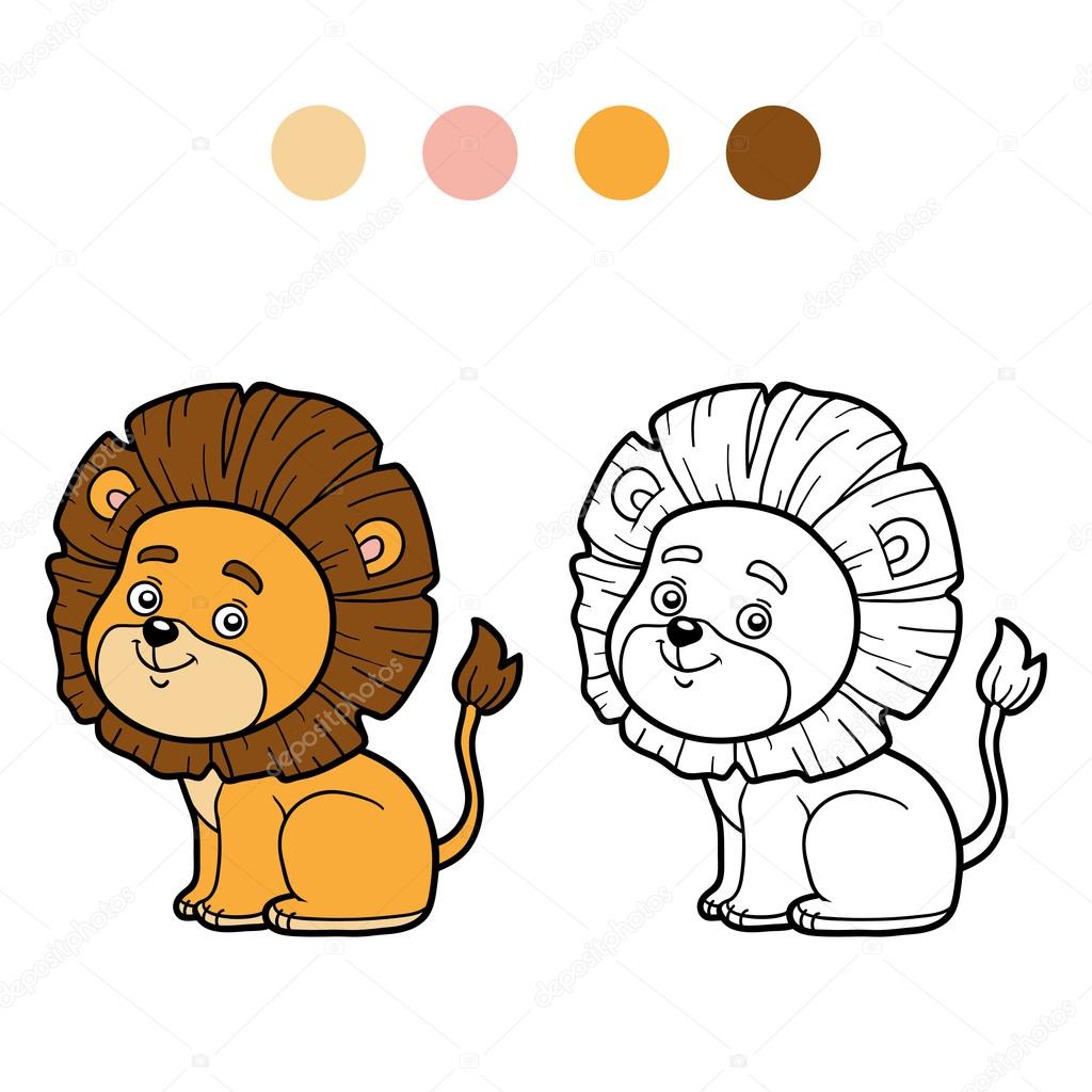Coloring book for children coloring page little lion — Vecteur par ksenya savva