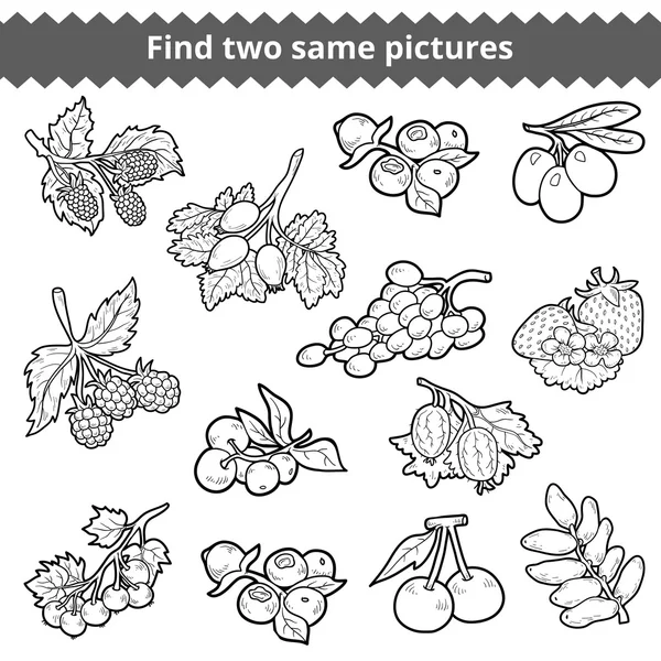 2 개의 같은 그림을 찾아. 딸기의 벡터 세트 — 스톡 벡터