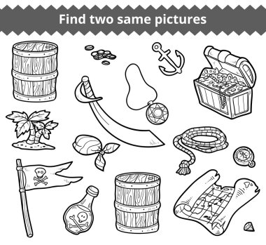 İki aynı resimleri bulun. Vektör korsan öğeleri ayarla