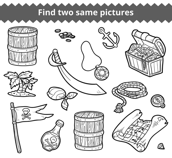 İki aynı resimleri bulun. Vektör korsan öğeleri ayarla