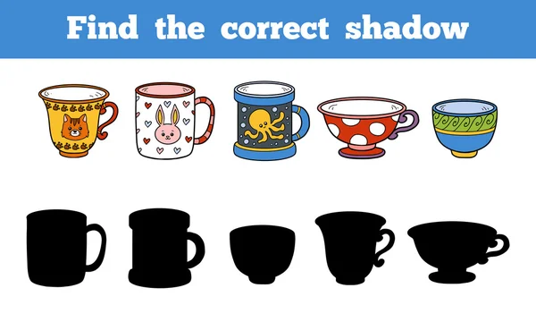 Encontrar la sombra correcta, conjunto de tazas — Archivo Imágenes Vectoriales