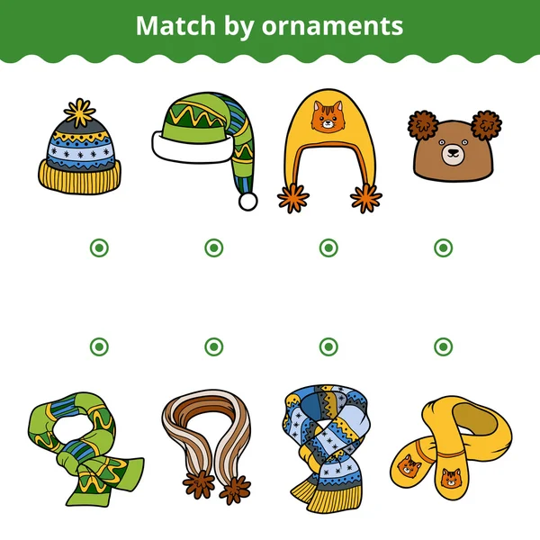Matchande spel, Match ornament halsdukar och hattar av — Stock vektor