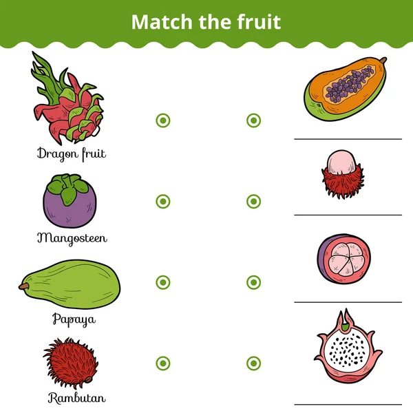 Juego a juego para los niños. Coincidir con las frutas — Vector de stock