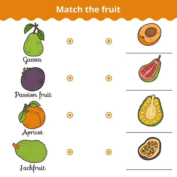 Juego a juego para los niños. Coincidir con las frutas — Vector de stock