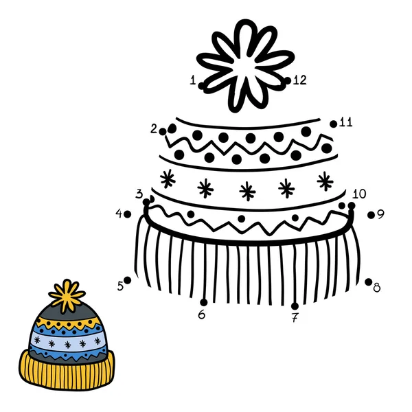 Chiffres jeu, point à point, chapeau avec ornement d'hiver — Image vectorielle