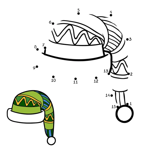 Игра чисел, дот, шляпа с зимним покрывалом — стоковый вектор