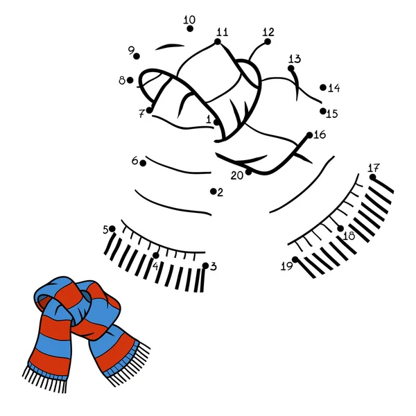 Számok játék a gyermekek számára. Csíkos kötött sál — Stock Vector