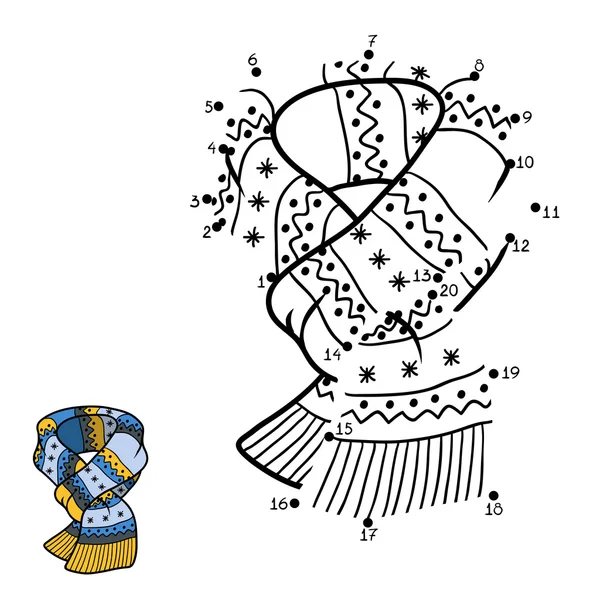 数字游戏，点到点与冬季装饰围巾 — 图库矢量图片