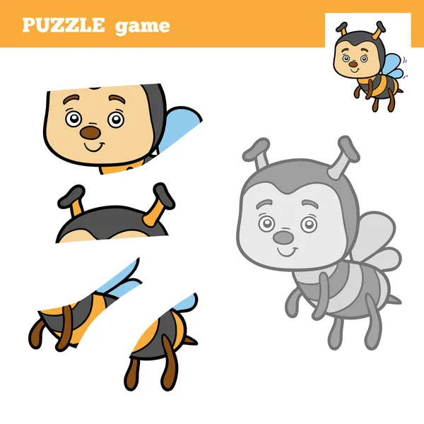 Puzzle Game for children, bee — Stock Vector