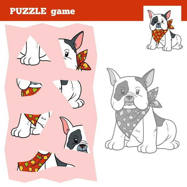 Jogo de puzzle para crianças, bulldog — Vetor de Stock