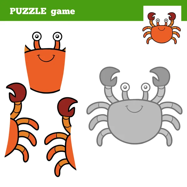 Puzzel spel voor kinderen, krab — Stockvector