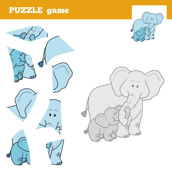 Puzzlespiel für Kinder, Elefant — Stockvektor