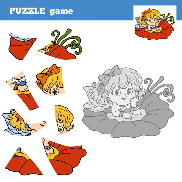 Puzzle juego para los niños, pequeño hada — Vector de stock