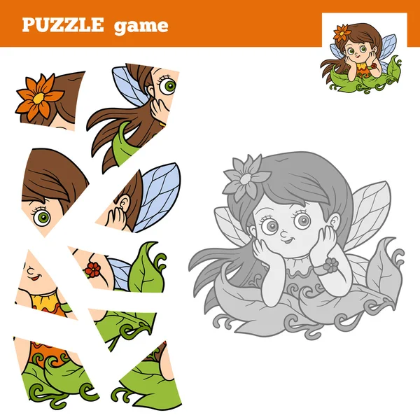 Puzzle juego para los niños, pequeño hada — Vector de stock