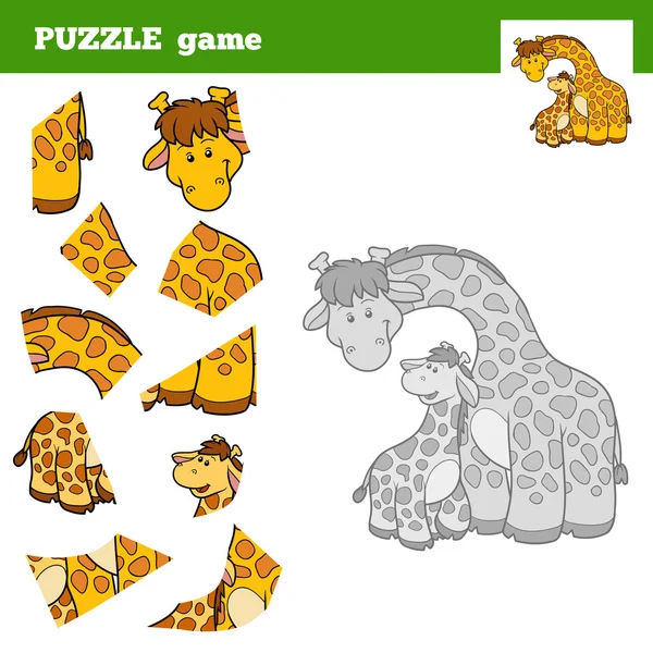 Puzzle Juego para niños, familia de la jirafa — Vector de stock