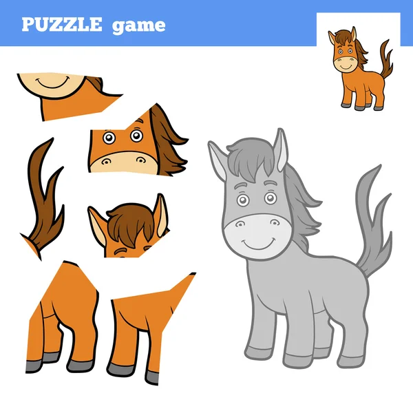Puzzle Juego para niños, caballo — Vector de stock